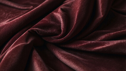 Obraz premium Luxurious Velvet Texture in Deep Maroon with Elegant Folds, background, wallpaper