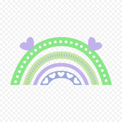 Hand drawn rainbow element. Boho rainbow hand drawn illustration