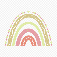 Hand drawn rainbow element. Boho rainbow hand drawn illustration