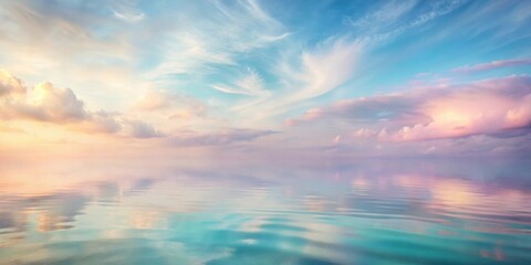 Obraz premium Serene Waters Reflecting a Pastel Sky at Dawn A Dreamlike Seascape of Tranquil Beauty