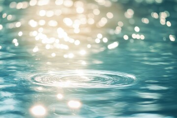 Abstract water ripples with bokeh lights.