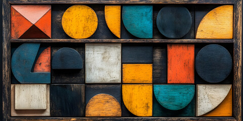Geometric Wooden Block Illustration