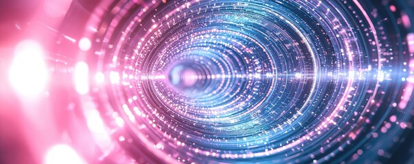 Circles abstract background idea. A mesmerizing abstract representation of a digital tunnel with vibrant colors.