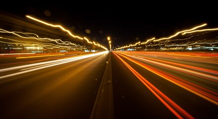 Dynamic night traffic: light trails on a busy urban highway