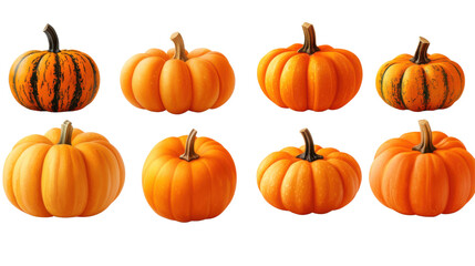 Obraz premium collection of pumpkins isolated on white background