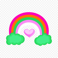 Hand drawn rainbow element. Boho rainbow hand drawn illustration