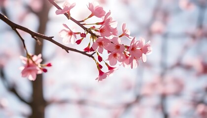 Obraz premium Delicate Pink Cherry Blossoms Branching Outward