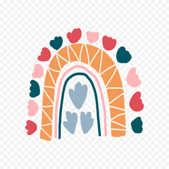 Hand drawn rainbow element. Boho rainbow hand drawn illustration