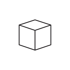 3D Cube icon. Line, vector flat black simple linear illustration for web and app..eps