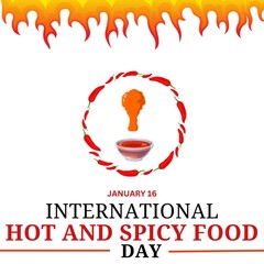 International Hot and Spicy Food Day poster vector illustration. January 16