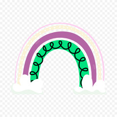 Hand drawn rainbow element. Boho rainbow hand drawn illustration