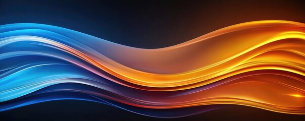 Obraz premium Fireworks abstract background idea. Colorful abstract waves in blue and orange creating a dynamic visual effect.