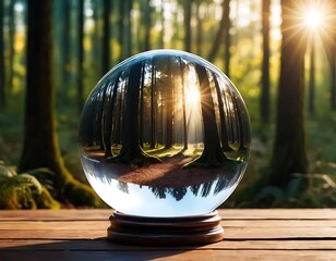 Crystal Ball Reflecting Sunlit Forest Scene