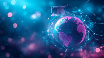 Obraz premium virtual classroom dynamics, Dynamic Classroom Learning with Global Connectivity, Blur Background