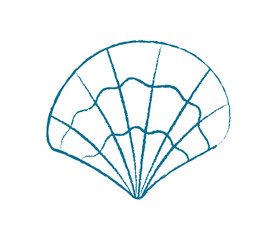 Chalk seashell silhouette. Crayon seashell design. Aquatic creature, marine life, doodle style, perfect for summer themes, undersea decorations, or aquarium projects.