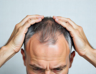 Fototapeta premium Balding Concerns: Hair Loss Close-Up