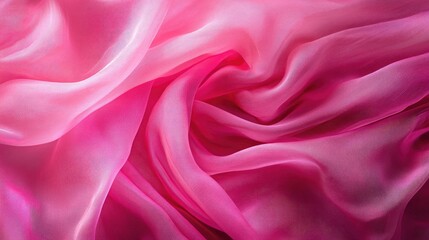 Obraz premium A vibrant streak of pink fabric flowing in an abstract pattern, creating a dynamic and lively background with soft light and rich texture