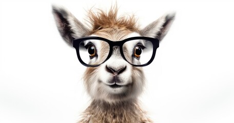Obraz premium A humorous illustration of a goat wearing glasses, exuding a quirky and friendly vibe.