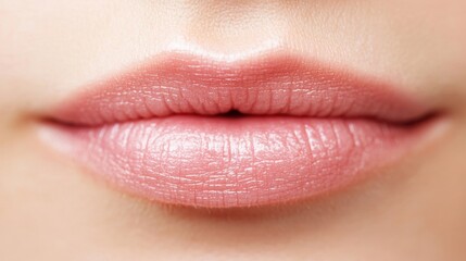 Fototapeta premium Close-up view of a professional lip blushing procedure highlighting the even application of pigment for defining lips naturally