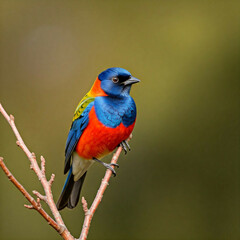 Obraz premium colorful tropical bird perched on a branch with a blurred green background