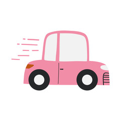 Cute pink car vector illustration