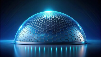 Futuristic Hexagonal Dome Structure with Glowing Blue Illumination