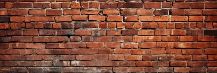 Fototapeta premium Vintage Red Brick Wall with Distressed Texture and Cracks, Ideal for Backgrounds, Architecture, or Urban Design Projects