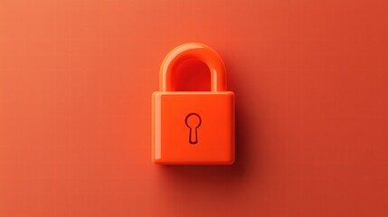 Fototapeta premium Bright orange padlock on a textured background