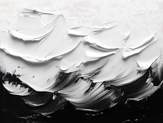 Abstract White and Black Impasto Painting Texture