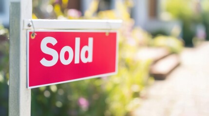 A sold sign is prominently placed in front of a charming residential house, signaling the completion of a property sale in a lively area