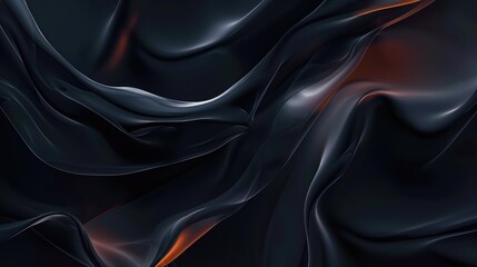 Fototapeta premium Abstract waves of dark fabric with subtle highlights and flowing textures.