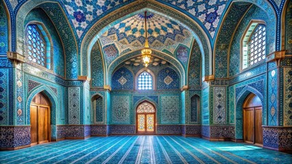 Obraz premium A Serene Sanctuary Exquisite Turquoise and Gold Interior with Intricate Architectural Details and Gleaming Light
