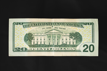 The back of a twenty dollar bill