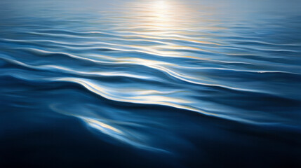 Tranquil ocean waves reflecting sunlight