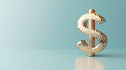 Golden Dollar Sign on Minimalistic Background with Soft Lighting