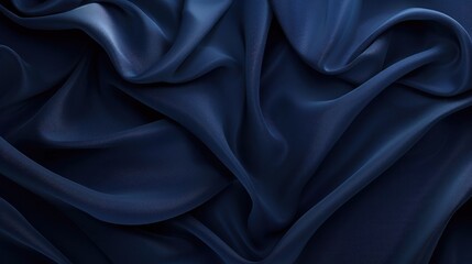 Obraz premium A close-up of flowing dark blue fabric showcasing its texture and movement.