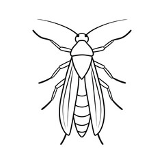 Caddisfly (Trichoptera) insect silhouette design, labeled line art vector illustration.