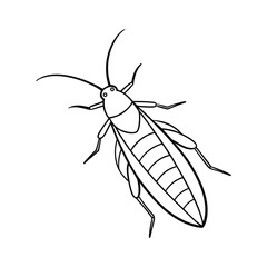 Caddisfly (Trichoptera) insect silhouette design, labeled line art vector illustration.