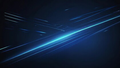 Abstract Blue Light Streaks Across Dark Background