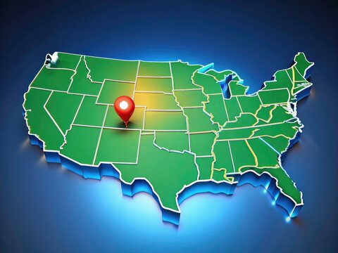 Modern US map animation spotlights Oklahoma City.  Dynamic location pinpoint, engaging city highlight.