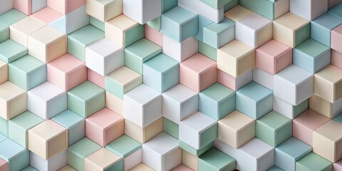 Obraz premium Abstract Pastel Cube Arrangement A Modern Geometric Design Featuring Soft Hues