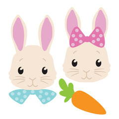 Cute bunny face vector cartoon illustration