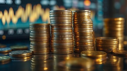 Coins and Percentage Symbol Depicting the Concept of Value Increase and Interest