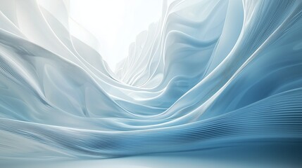 Ethereal Fluid Waves in Soft Blue and White Tones for Background Use