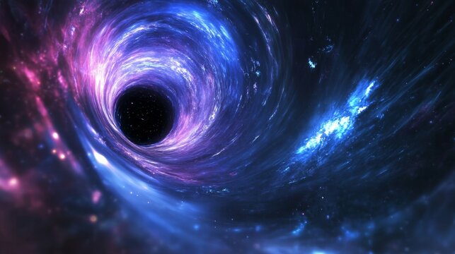 3D illustration of black hole in the space