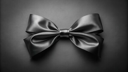 Elegant Dark Gray Satin Ribbon Bow on a Smooth Surface