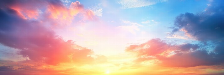 Obraz premium Beautiful Colorful Sky at Sunset with Vibrant Hues of Orange, Pink, and Blue, Perfect for Background or Nature-Themed Projects and Designs