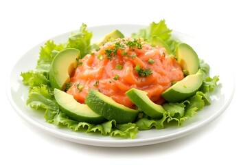 Salmon, avocado and salad. Healthy eating