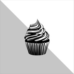 Cupcake Silhouette Vector illustration. Flat cupcake silhouette illustration.