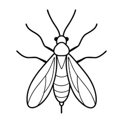 Alderfly (Sialidae) insect design, labeled line art vector illustration.